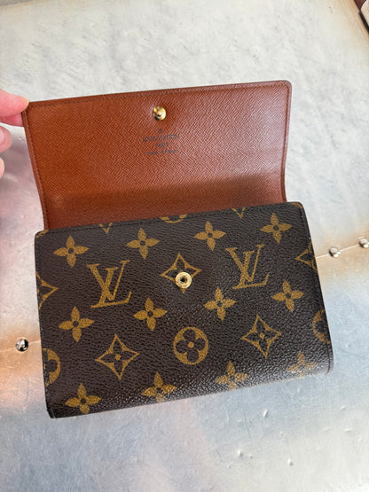 Pre-owned Authentic Louis Vuitton Porte Tresor Etui Papier Monogram Trifold Wallet