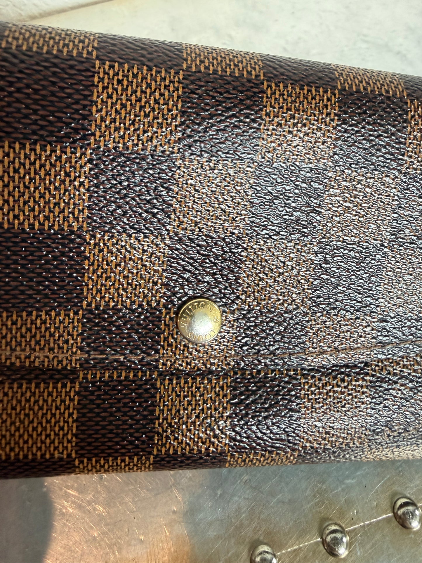 Pre-owned Authentic Louis Vuitton Portefeuille Emilie Damier Ebene Long Wallet