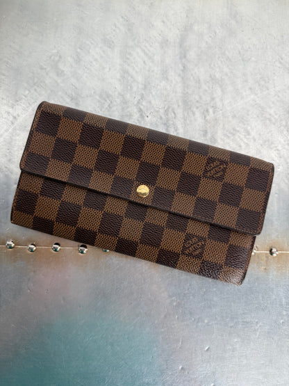 Pre-owned Authentic Louis Vuitton Portefeuille Sarah Damier Ebene Long Wallet