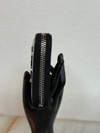 YVES SAINT LAURENT BLACK CASSANDRE ZIP LONG WALLET