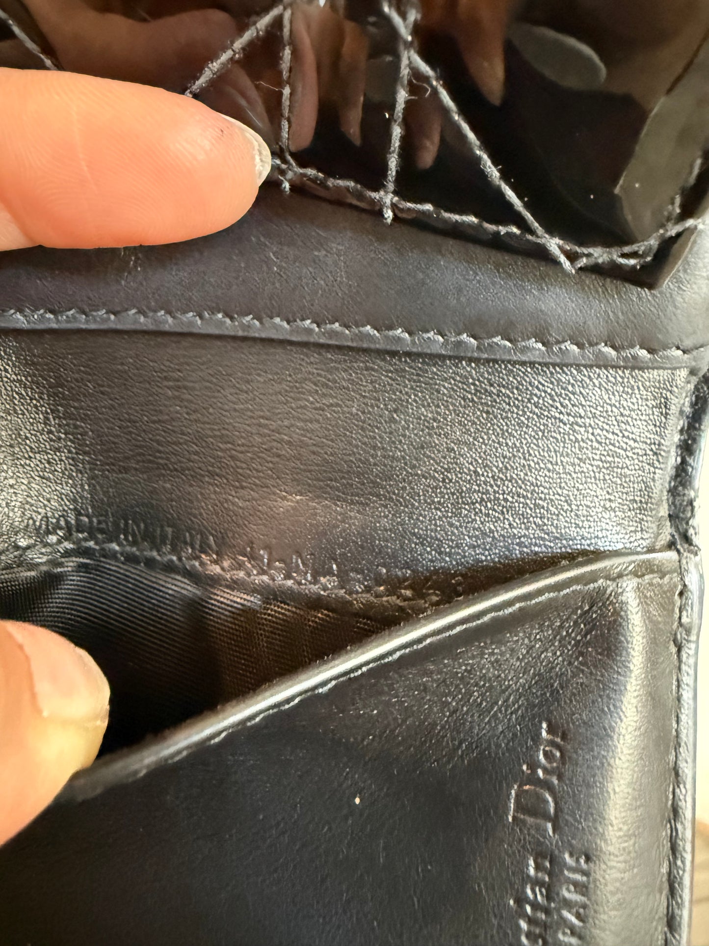 Pre-owned Vintage Christian Dior Patent Cannage Compact Wallet