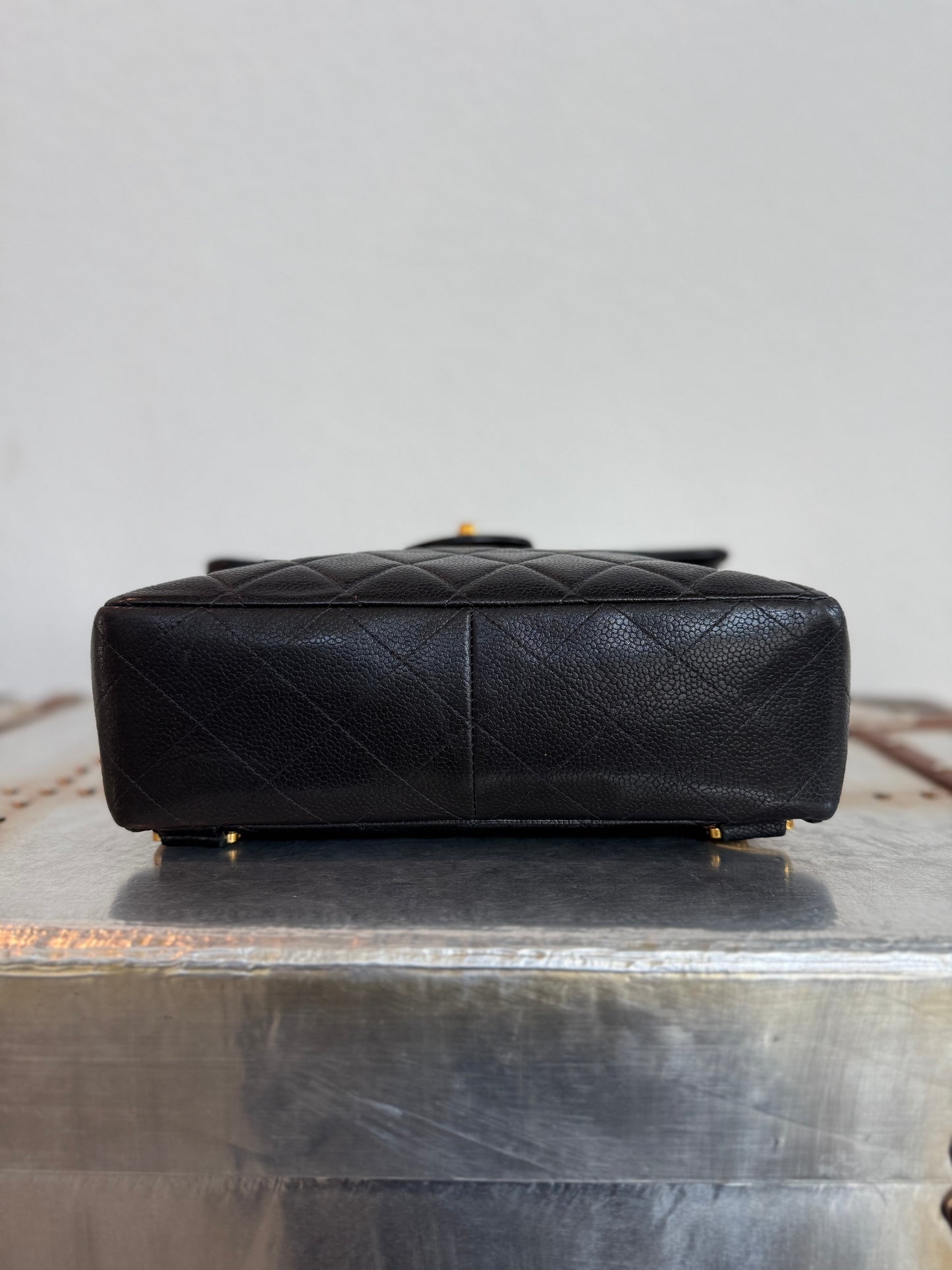 Pre-owned Authentic Chanel Vintage Caviar Square Backpack