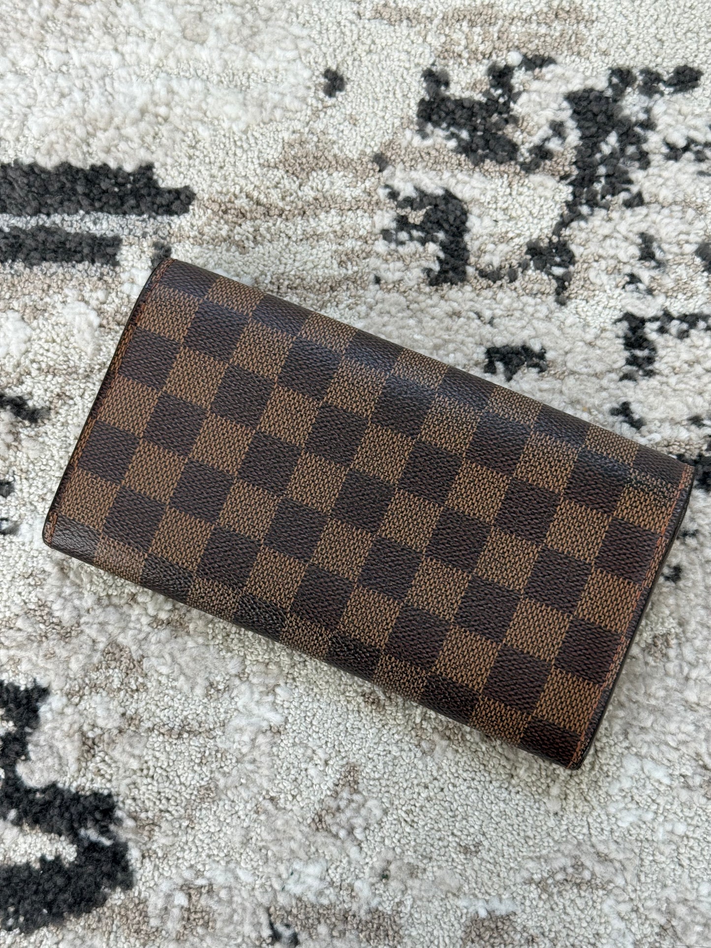Pre-owned Authentic Louis Vuitton Portefeuille Sarah Damier Ebene Long Wallet