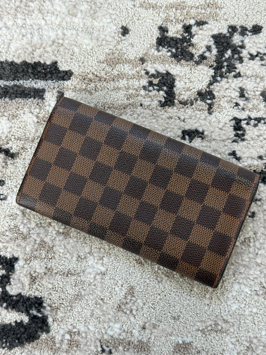 Pre-owned Authentic Louis Vuitton Portefeuille Sarah Damier Ebene Long Wallet