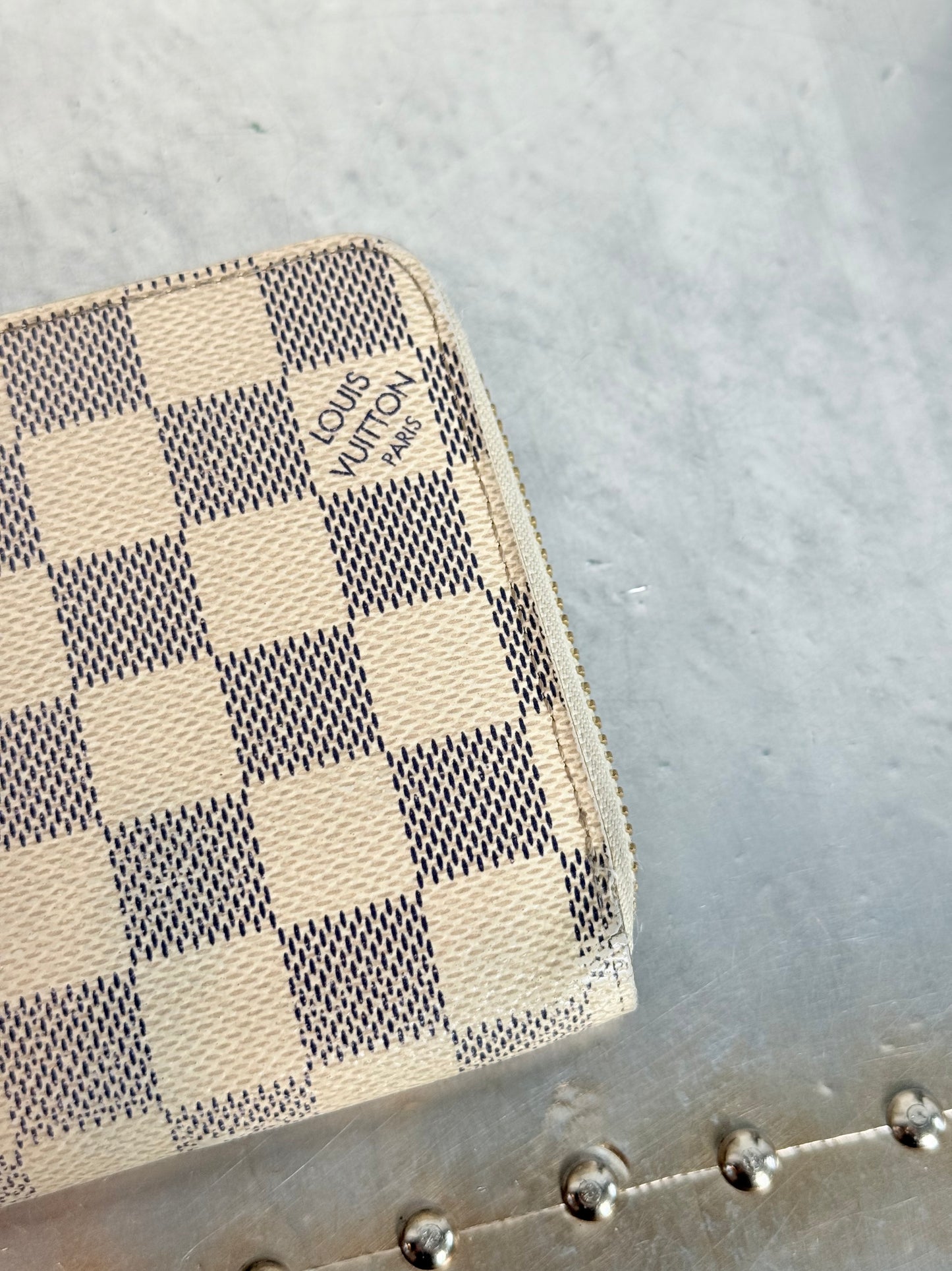 Pre-owned Authentic Louis Vuitton Damier Azur Zippy Long Wallet