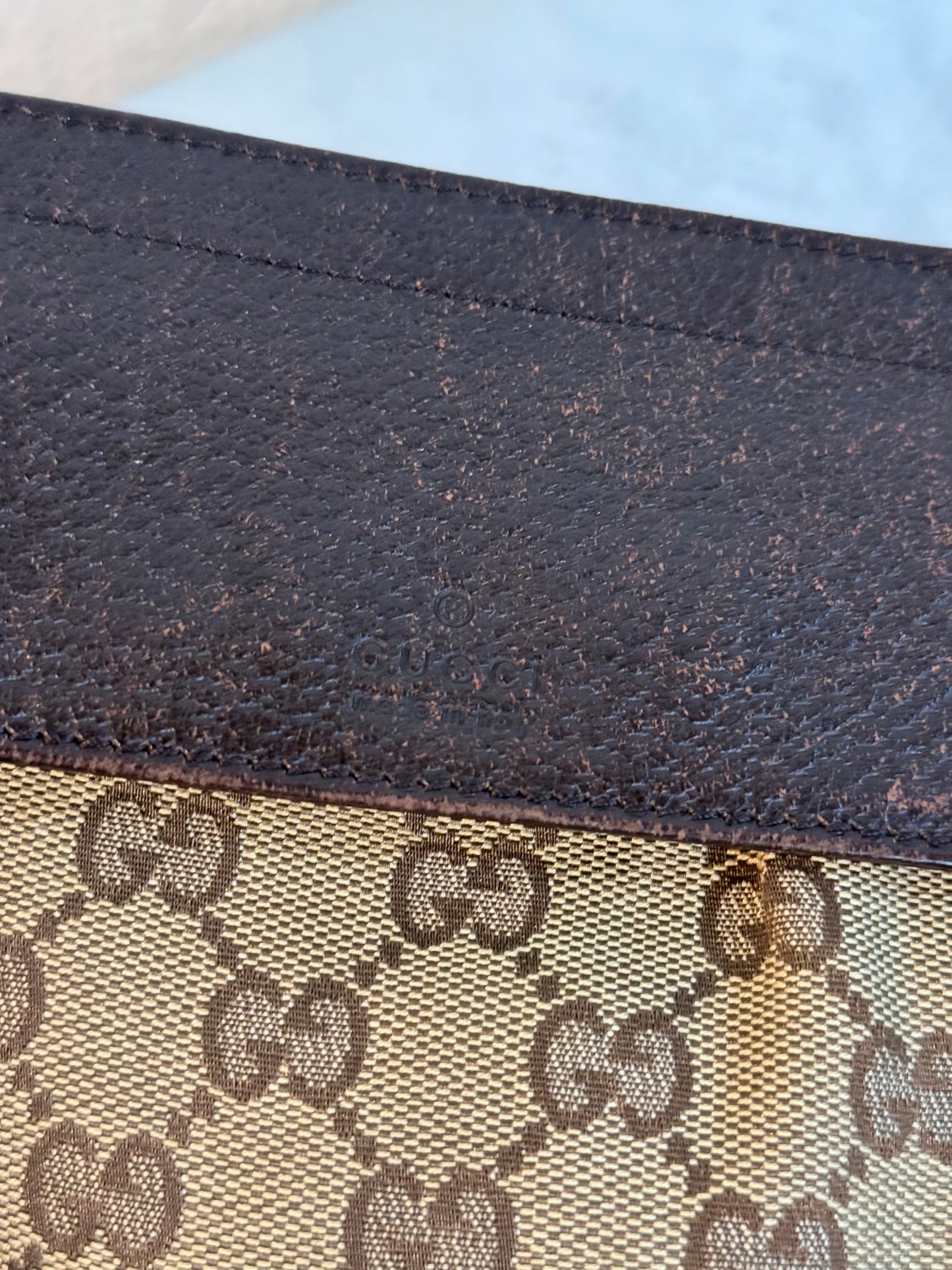 Pre-owned Authentic Gucci Vintage Double Belt GG Canvas Bag
