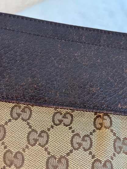 Pre-owned Authentic Gucci Vintage Double Belt GG Canvas Bag