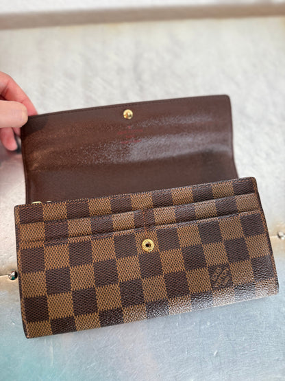 Pre-owned Authentic Louis Vuitton Portefeuille Sarah Damier Ebene Long Wallet