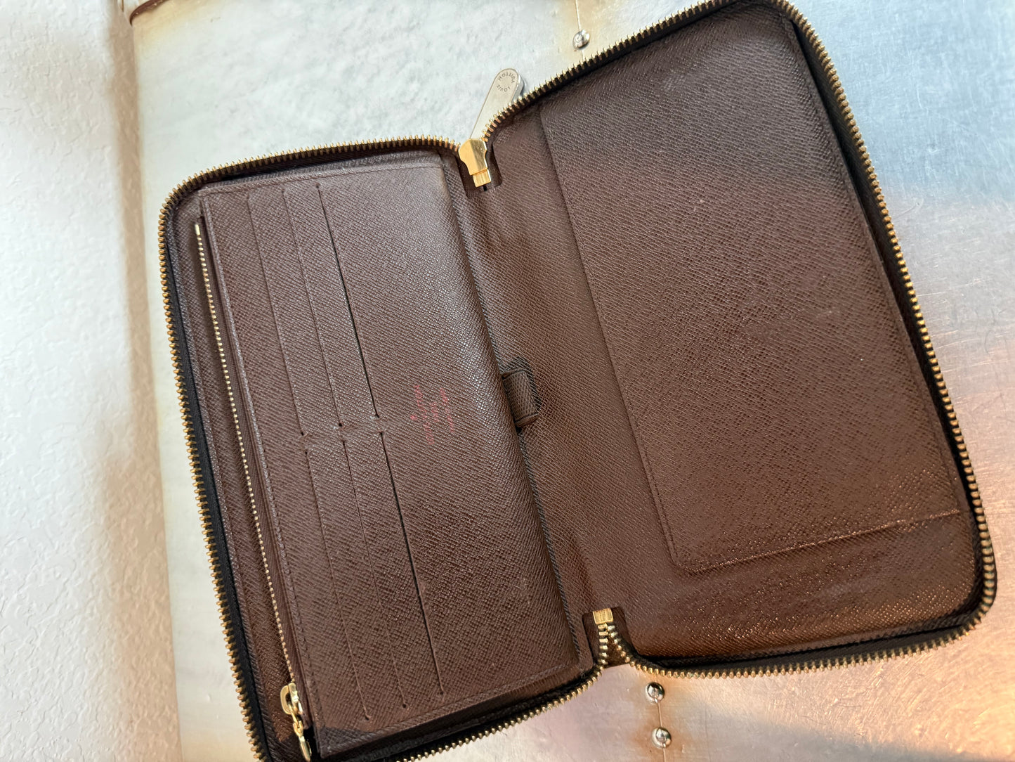 Pre-owned Authentic Louis Vuitton Damier Ebene Zippy Organizer Long Wallet