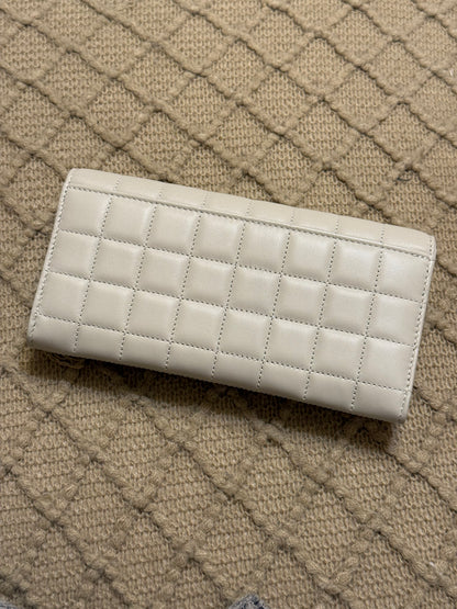 YSL Saint Laurent white leather wallet