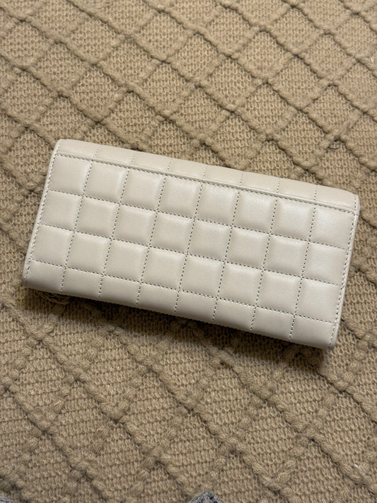 YSL Saint Laurent white leather wallet