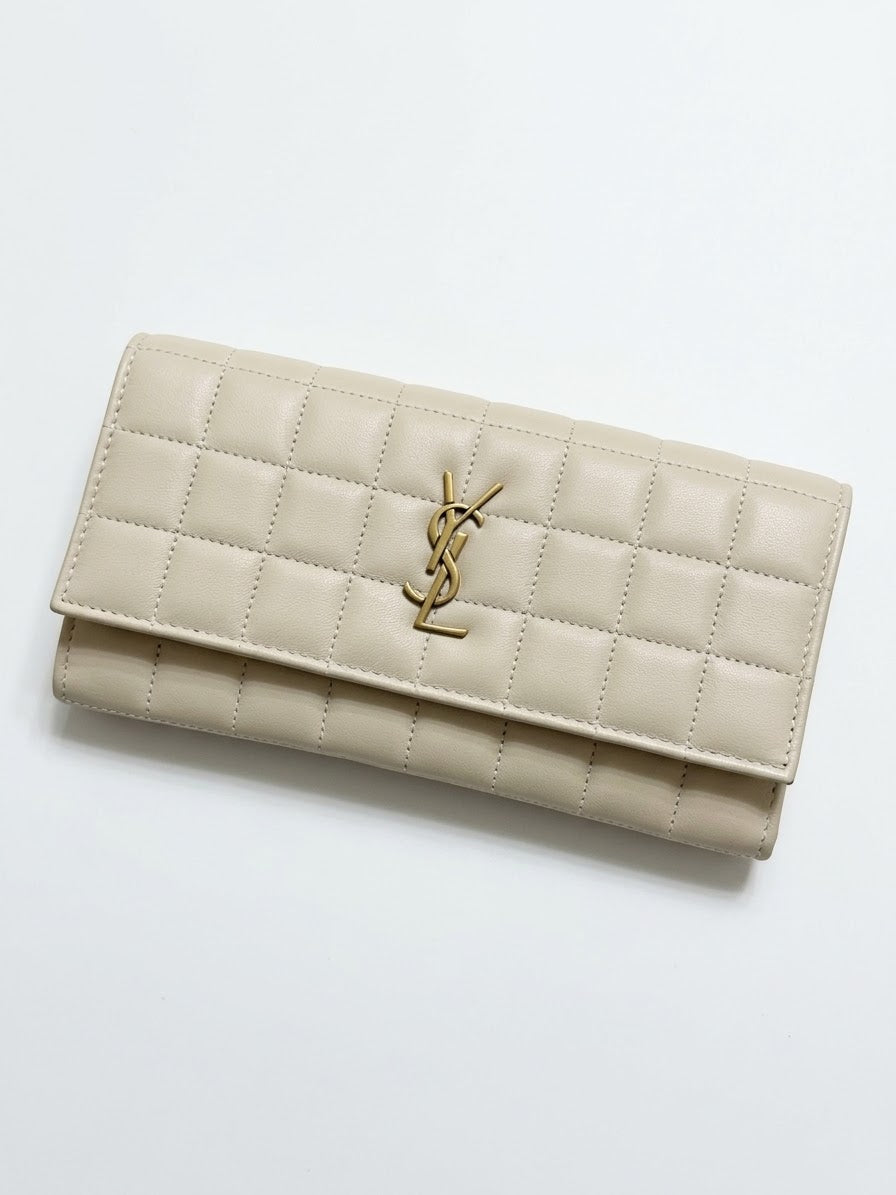 YSL Saint Laurent white leather wallet