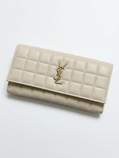 YSL Saint Laurent white leather wallet