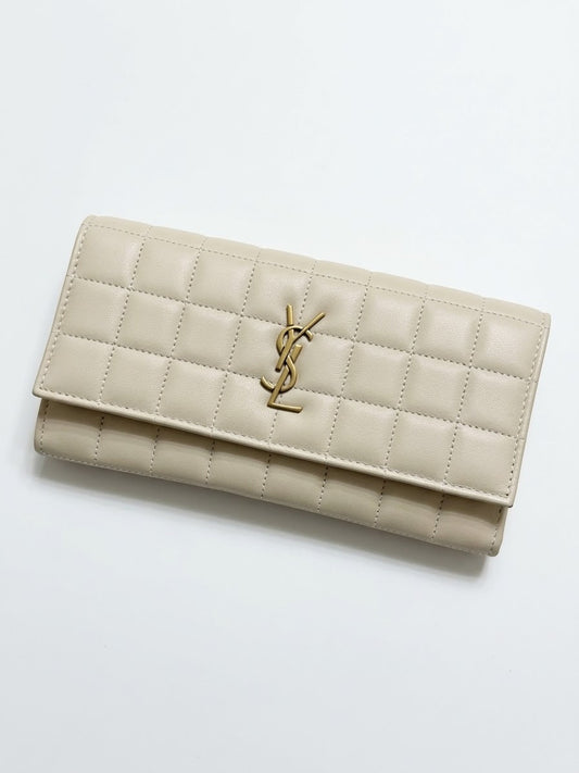 YSL Saint Laurent white leather wallet