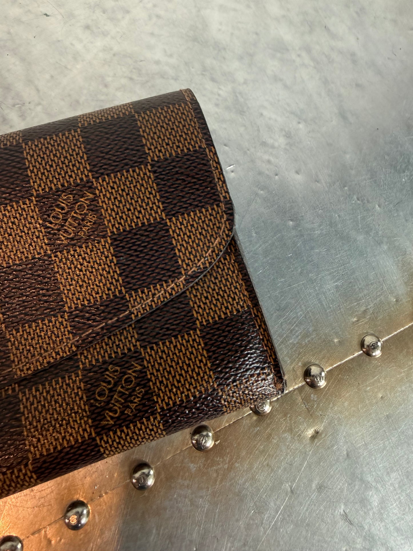 Pre-owned Authentic Louis Vuitton Portefeuille Emilie Damier Ebene Long Wallet