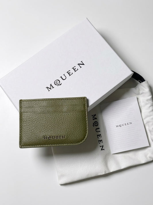 Alexander McQueen ARMY GREEN LEATHER CARD HOLDER