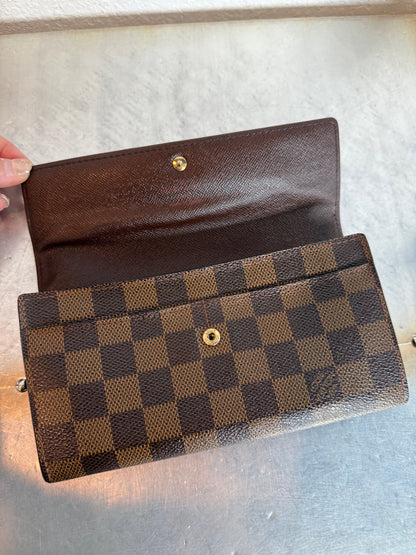Pre-owned Authentic Louis Vuitton Portefeuille Sarah Damier Ebene Long Wallet