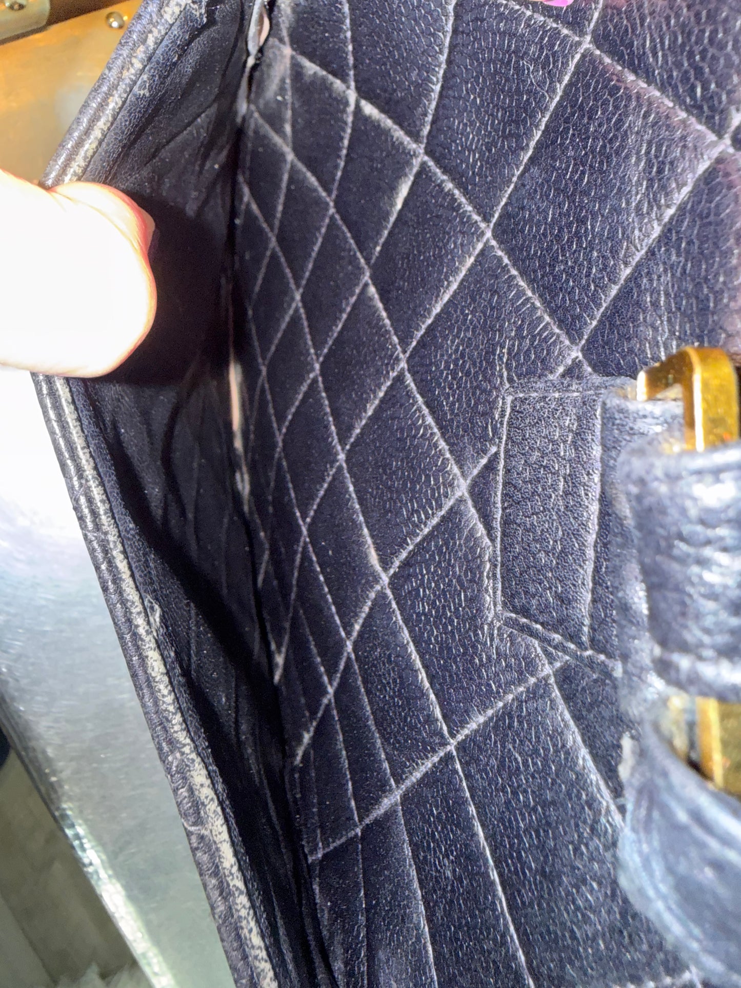 Pre-owned Authentic Chanel Vintage Caviar Square Backpack