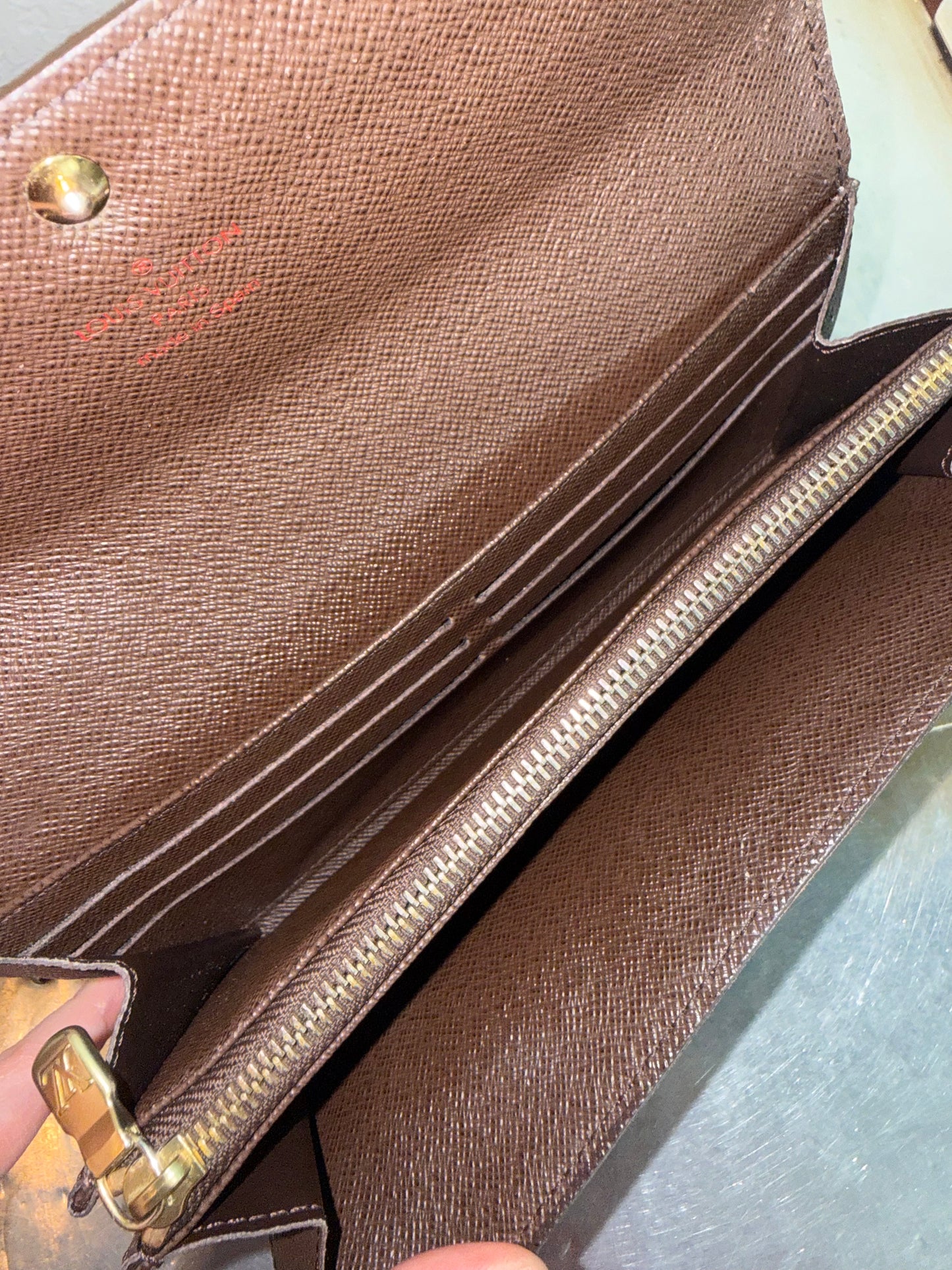 Pre-owned Authentic Louis Vuitton Portefeuille Sarah Damier Ebene Long Wallet