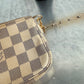 Pre-owned Authentic Louis Vuitton MINI Pochette Accessoires Damier Azur Handbag