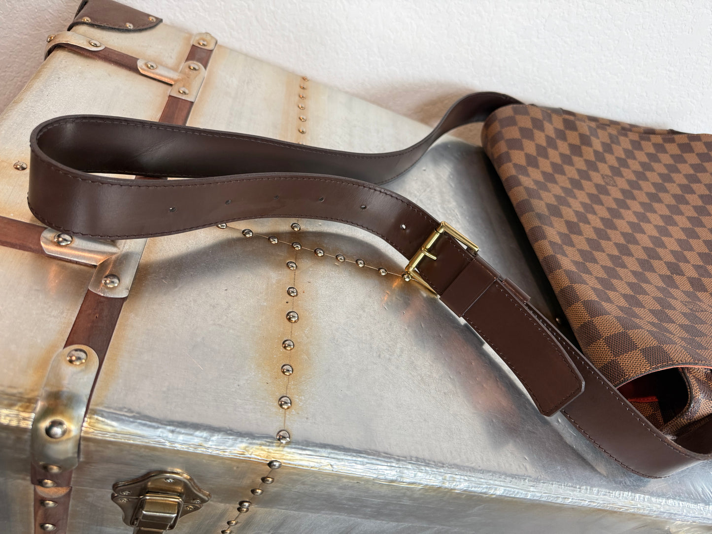 Pre-owned Authentic Bastille Damier Ebene Crossbody Bag