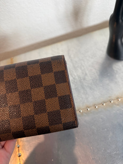 Pre-owned Authentic Louis Vuitton Portefeuille Sarah Damier Ebene Long Wallet