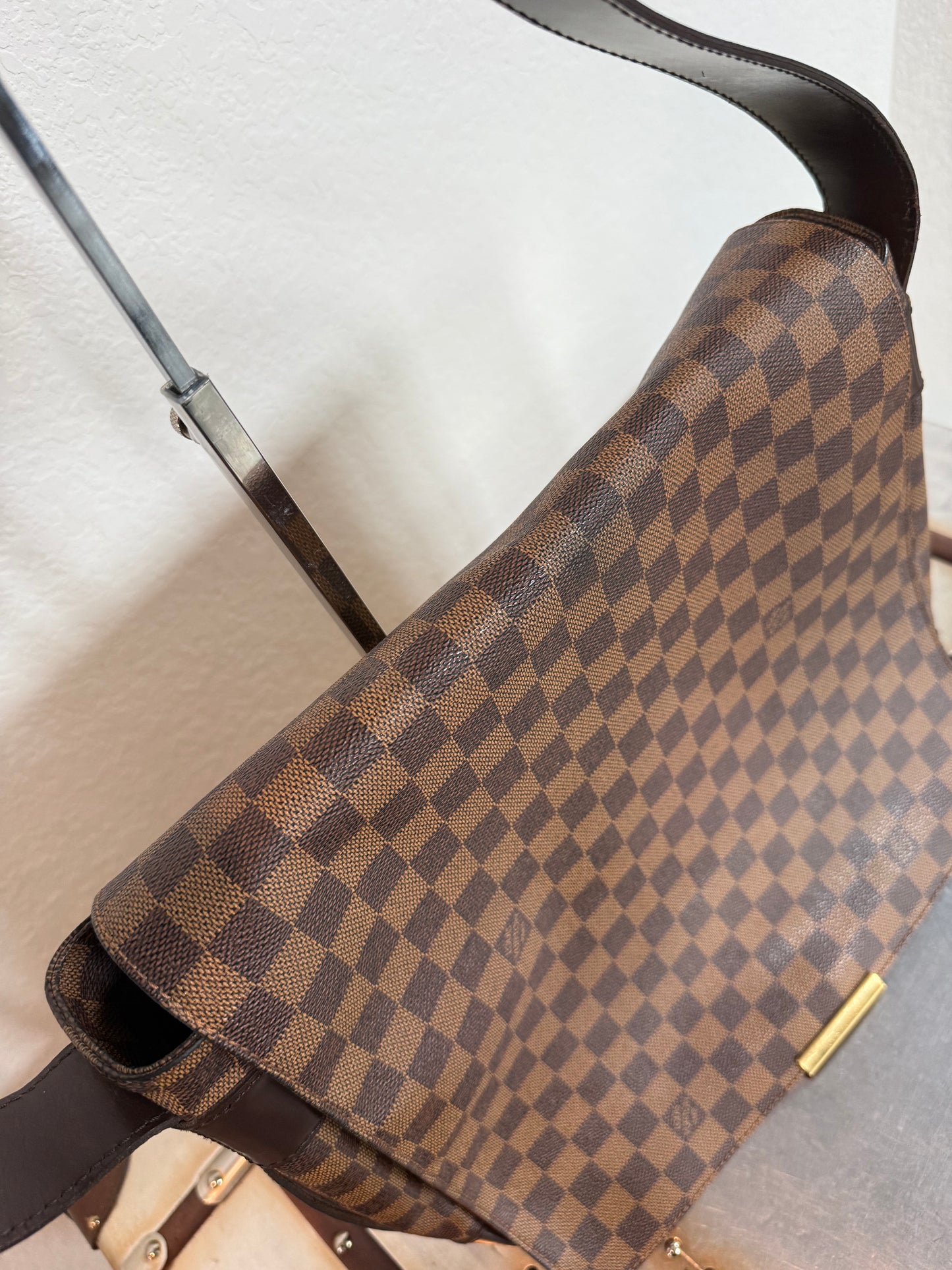 Pre-owned Authentic Bastille Damier Ebene Crossbody Bag