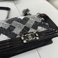 Pre-owned Authentic CHANEL Boy Medium Flap RARE Patent Sequin Shoulder Bag