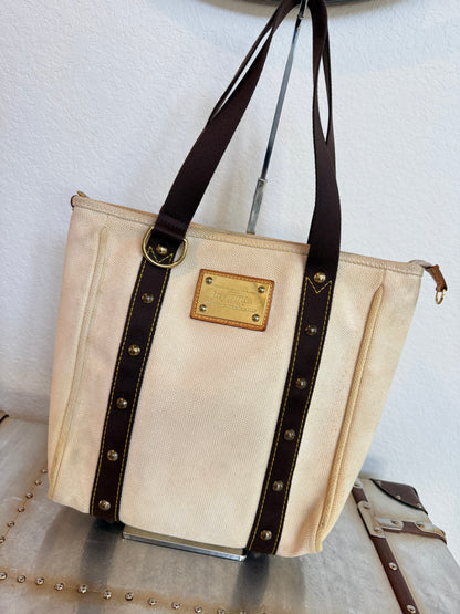 Pre-owned Louis Vuitton Antigua Cabas MM Canvas Shoulder Tote Bag
