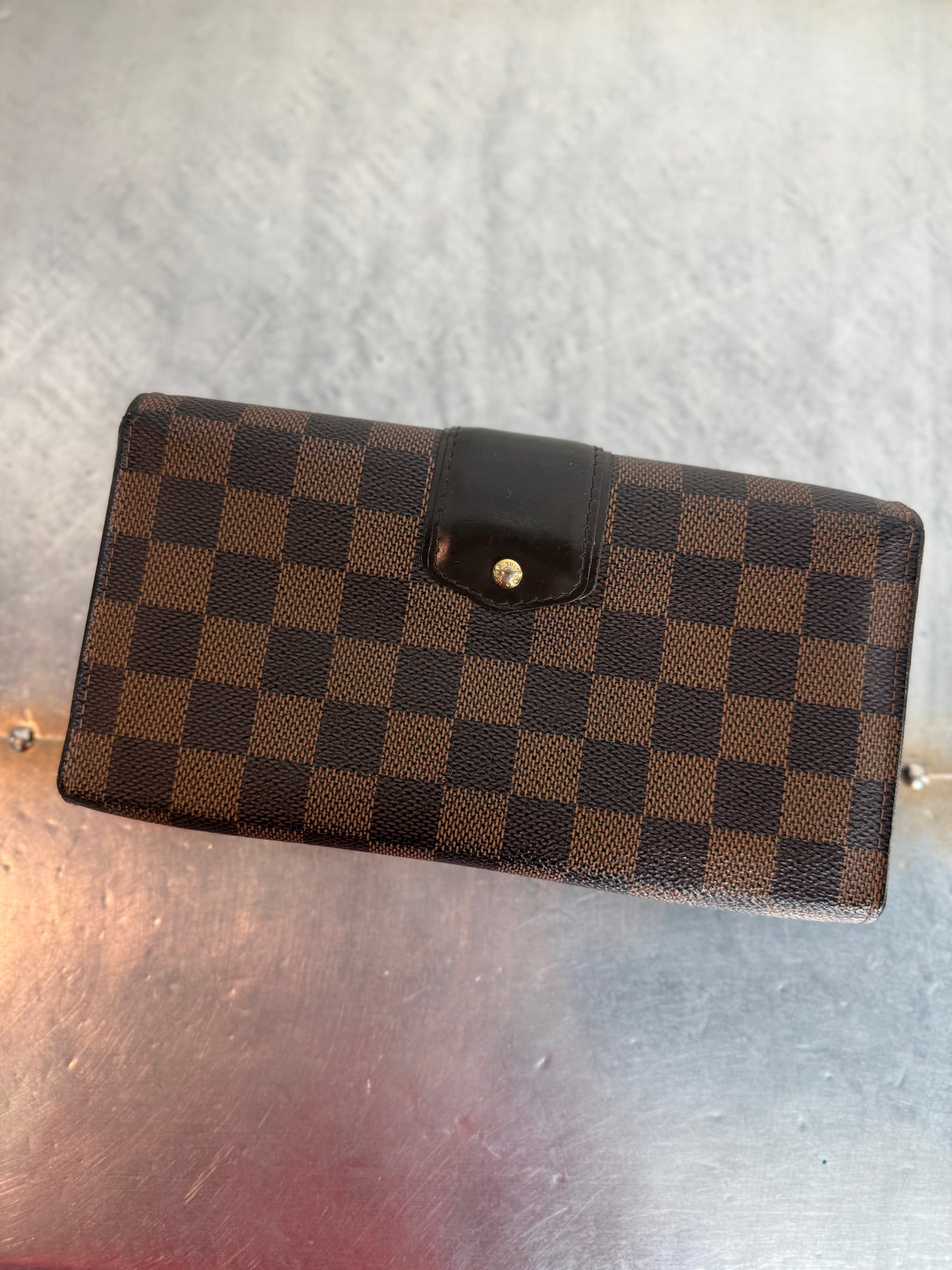 Pre-owned Authentic Louis Vuitton Sistina Damier Ebene Long Wallet