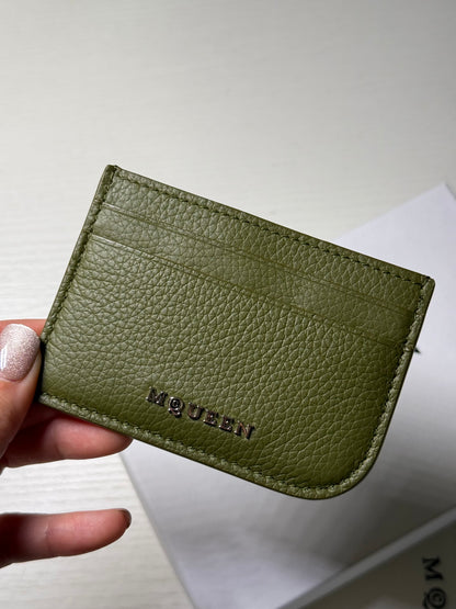 Alexander McQueen ARMY GREEN LEATHER CARD HOLDER