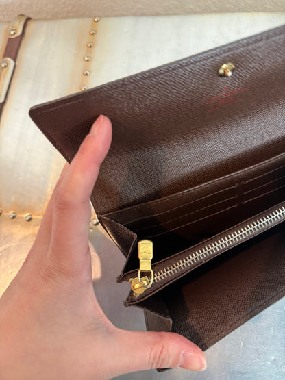 Pre-owned Authentic Louis Vuitton Portefeuille Sarah Damier Ebene Long Wallet