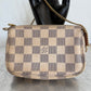Pre-owned Authentic Louis Vuitton MINI Pochette Accessoires Damier Azur Handbag