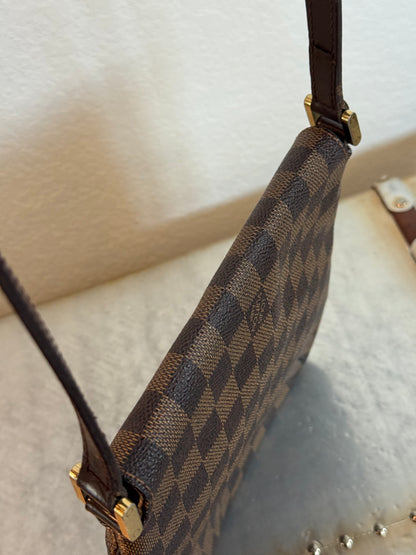 Pre-owned Authentic Louis Vuitton Musette Salsa PM Long Strap Damier Ebene Shoulder Bag