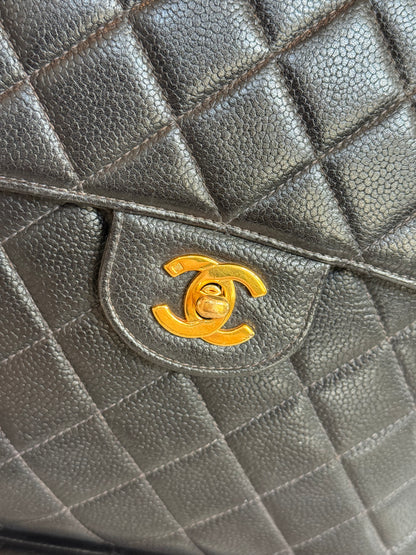 Pre-owned Authentic Chanel Vintage Caviar Square Backpack