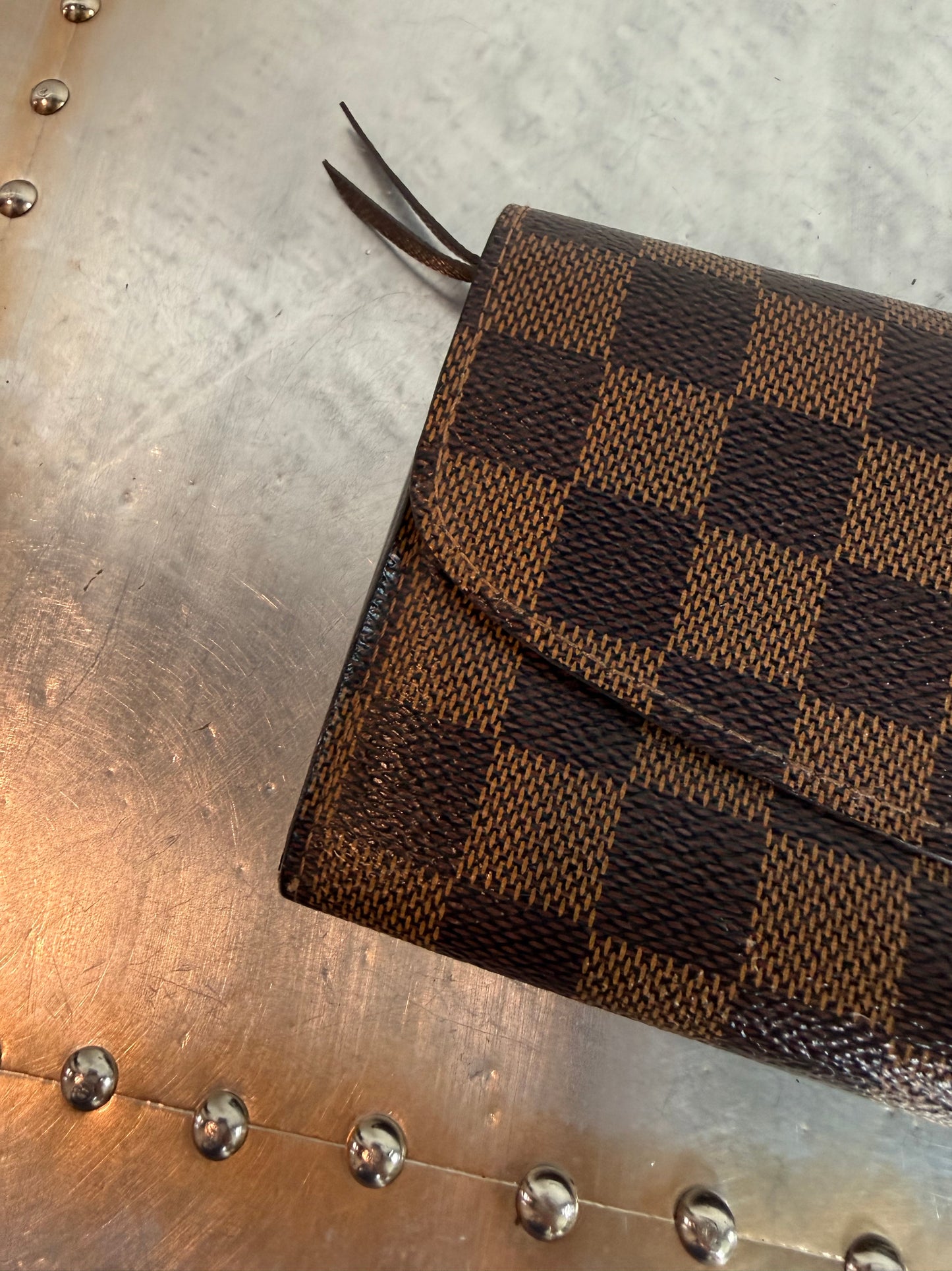 Pre-owned Authentic Louis Vuitton Portefeuille Emilie Damier Ebene Long Wallet