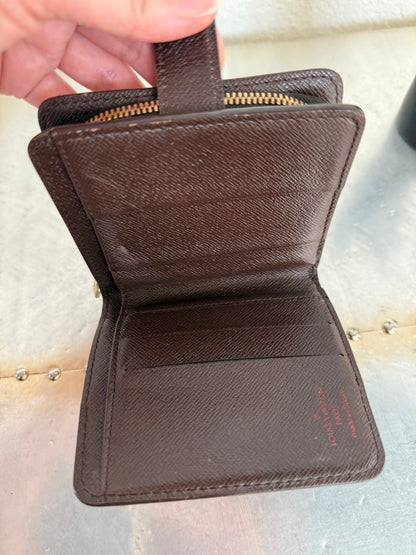 Pre-owned Authentic Louis Vuitton Damier Ebene Compact Zip Wallet