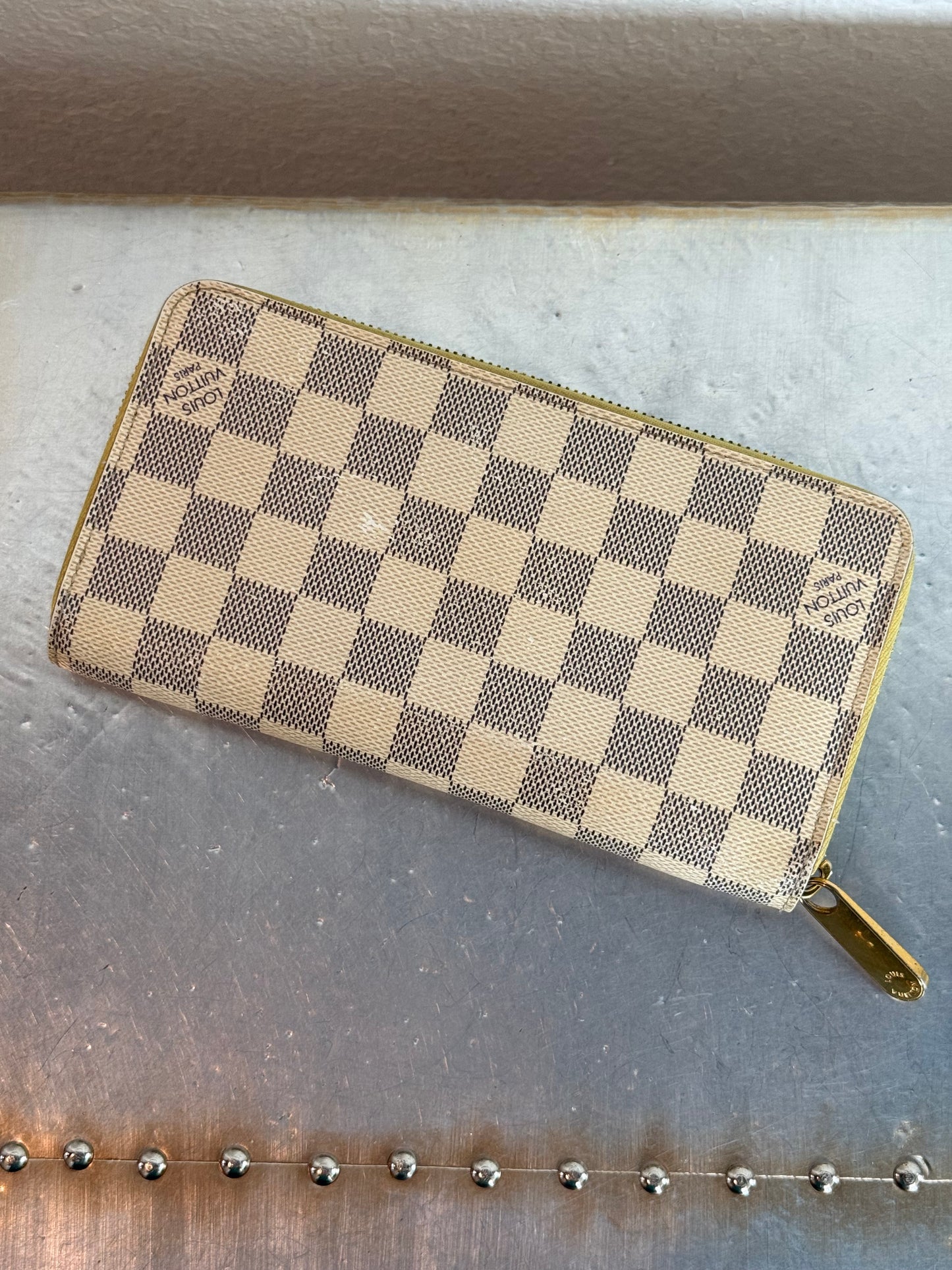Pre-owned Authentic Louis Vuitton Damier Azur Zippy Long Wallet