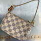 Pre-owned Authentic Louis Vuitton MINI Pochette Accessoires Damier Azur Handbag