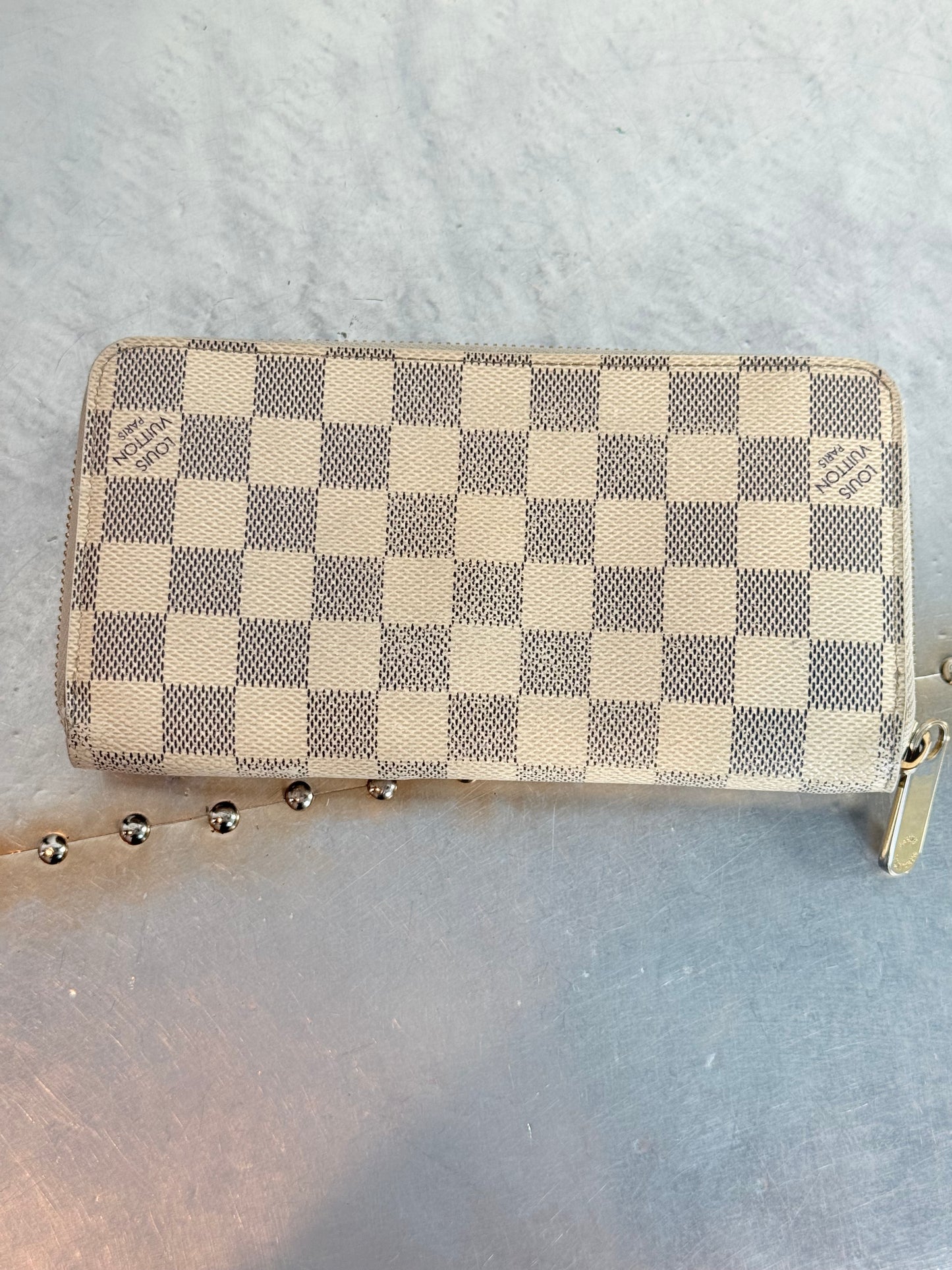 Pre-owned Authentic Louis Vuitton Damier Azur Zippy Long Wallet