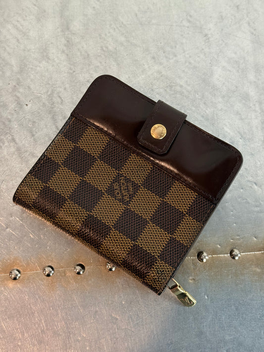 Pre-owned Authentic Louis Vuitton Damier Ebene Compact Zip Wallet