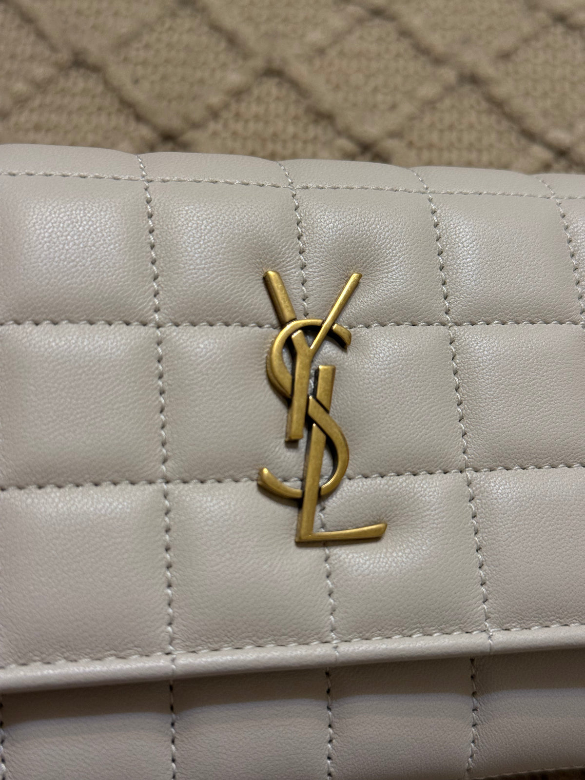 YSL Saint Laurent white leather wallet