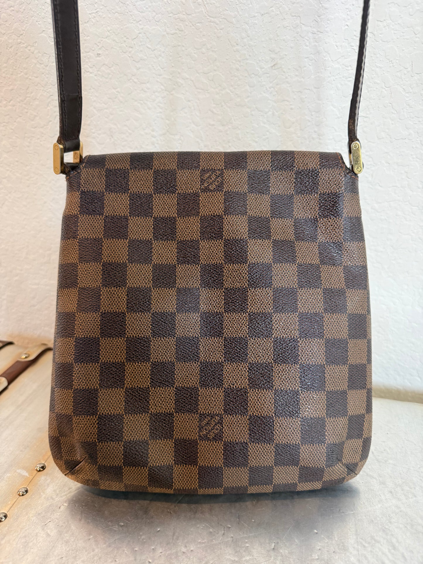 Pre-owned Authentic Louis Vuitton Musette Salsa PM Long Strap Damier Ebene Shoulder Bag