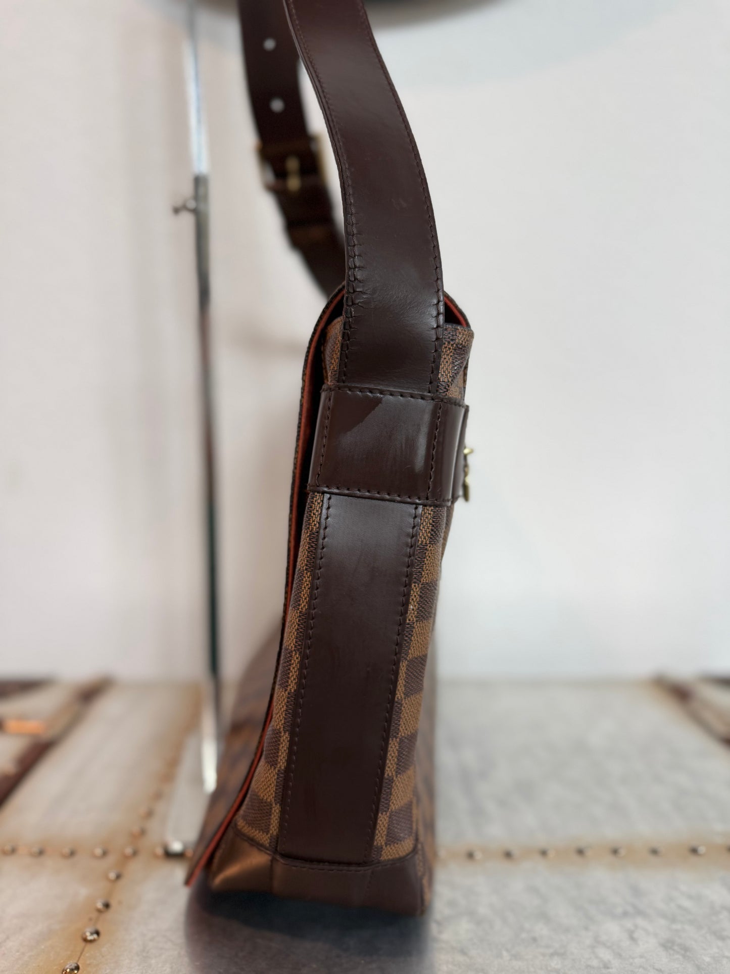 Pre-owned Authentic Bastille Damier Ebene Crossbody Bag