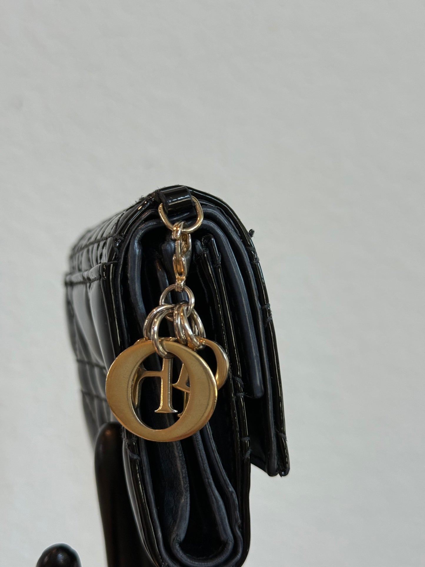 Pre-owned Vintage Christian Dior Patent Cannage Compact Wallet