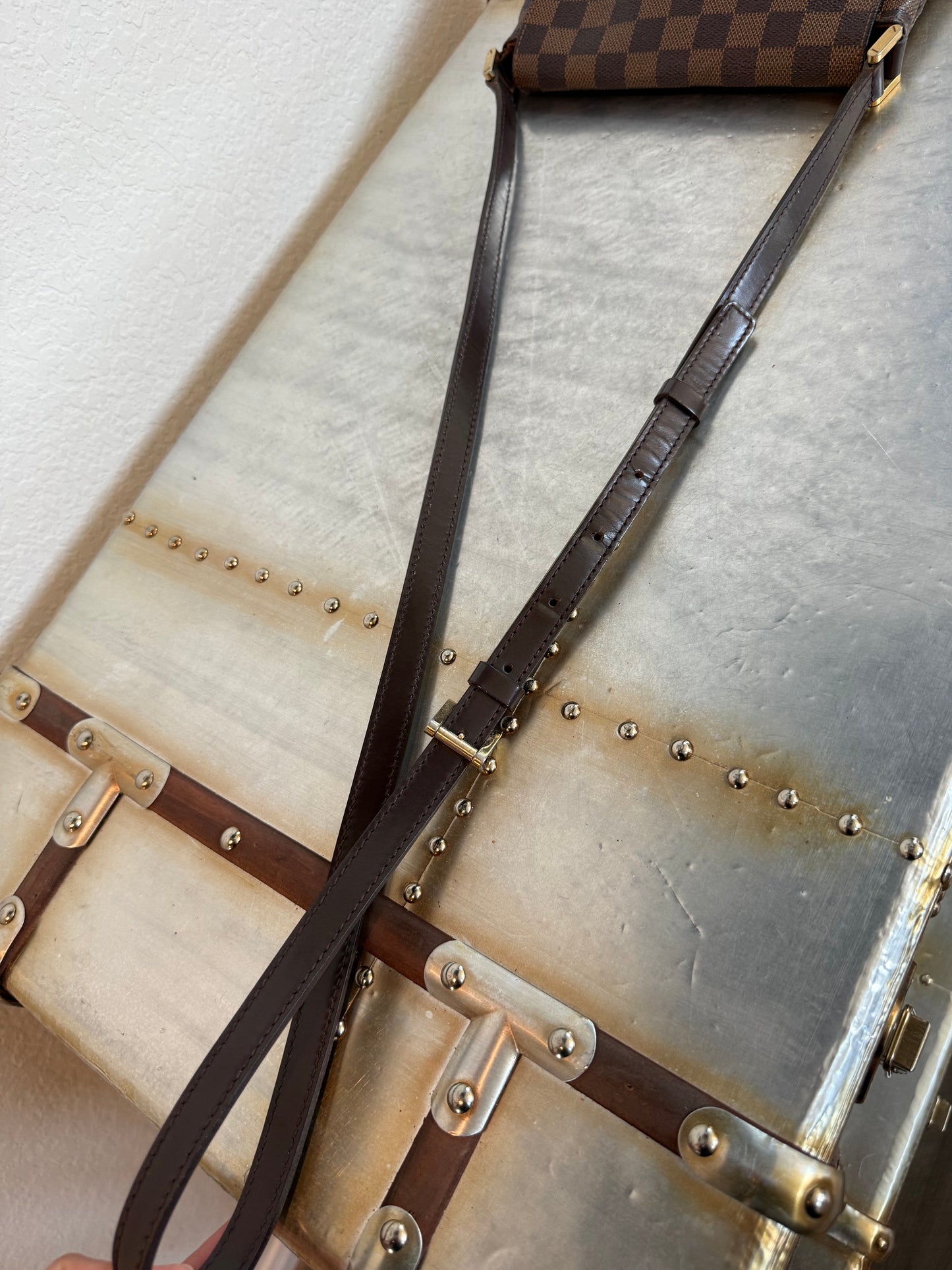 Pre-owned Authentic Louis Vuitton Musette Salsa PM Long Strap Damier Ebene Shoulder Bag
