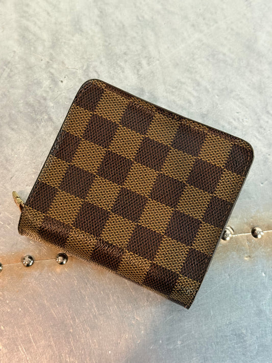 Pre-owned Authentic Louis Vuitton Damier Ebene Compact Zip Wallet