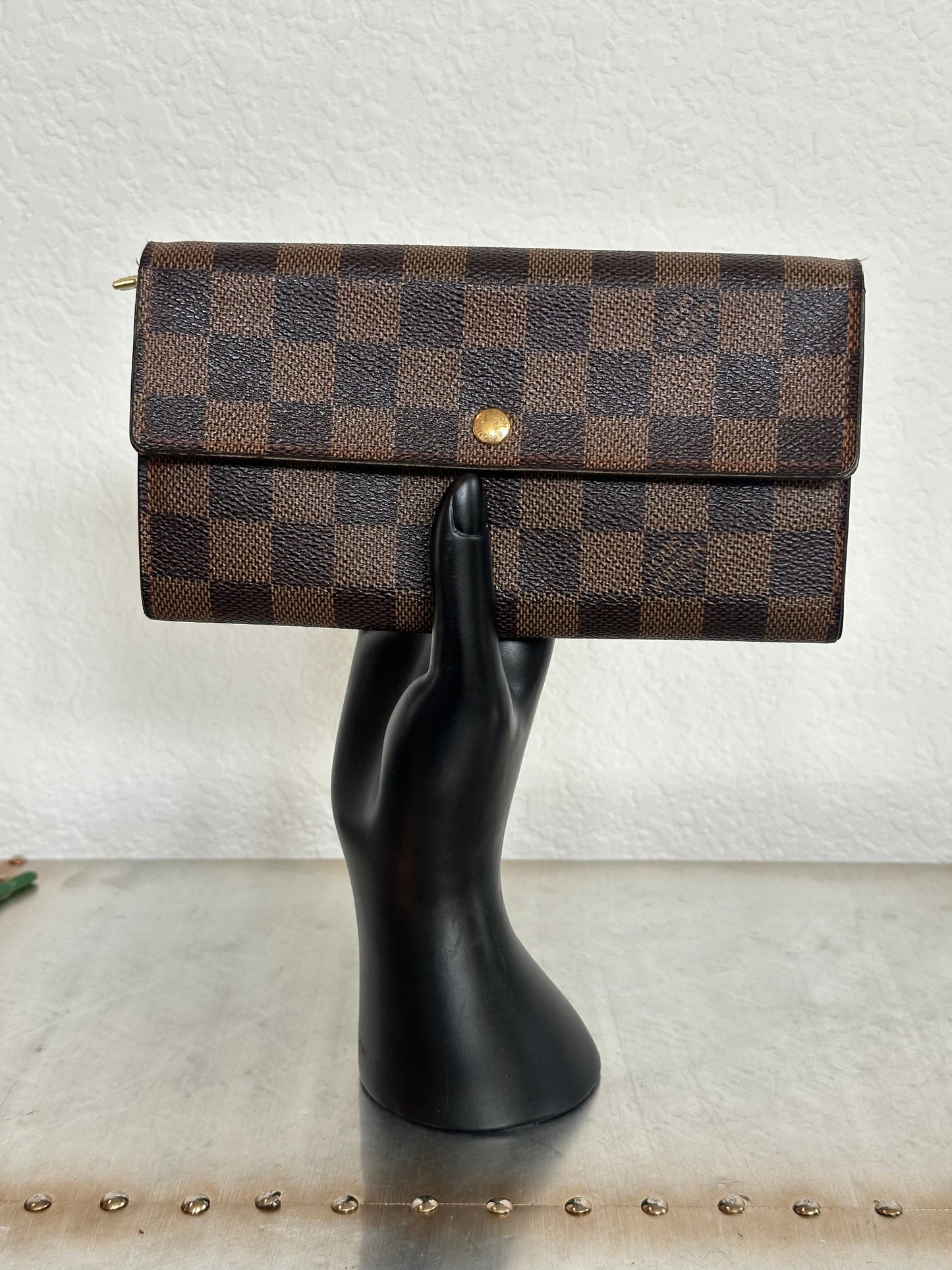 Pre-owned Authentic Louis Vuitton Portefeuille Sarah Damier Ebene Long Wallet