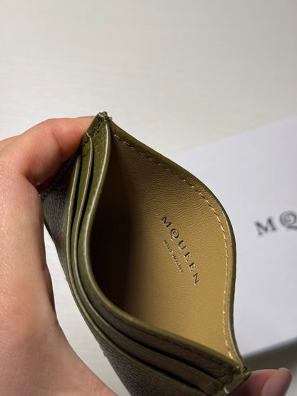 Alexander McQueen ARMY GREEN LEATHER CARD HOLDER