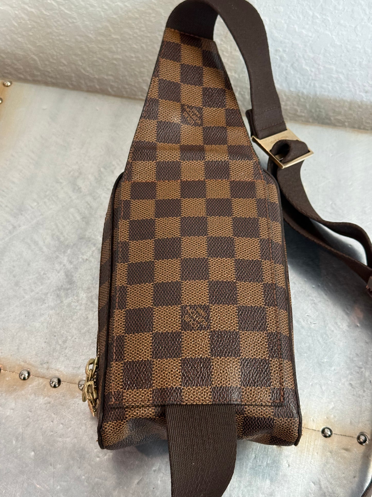 Pre-owned Authentic Louis Vuitton Damier Ebene Geronimos Body Bag
